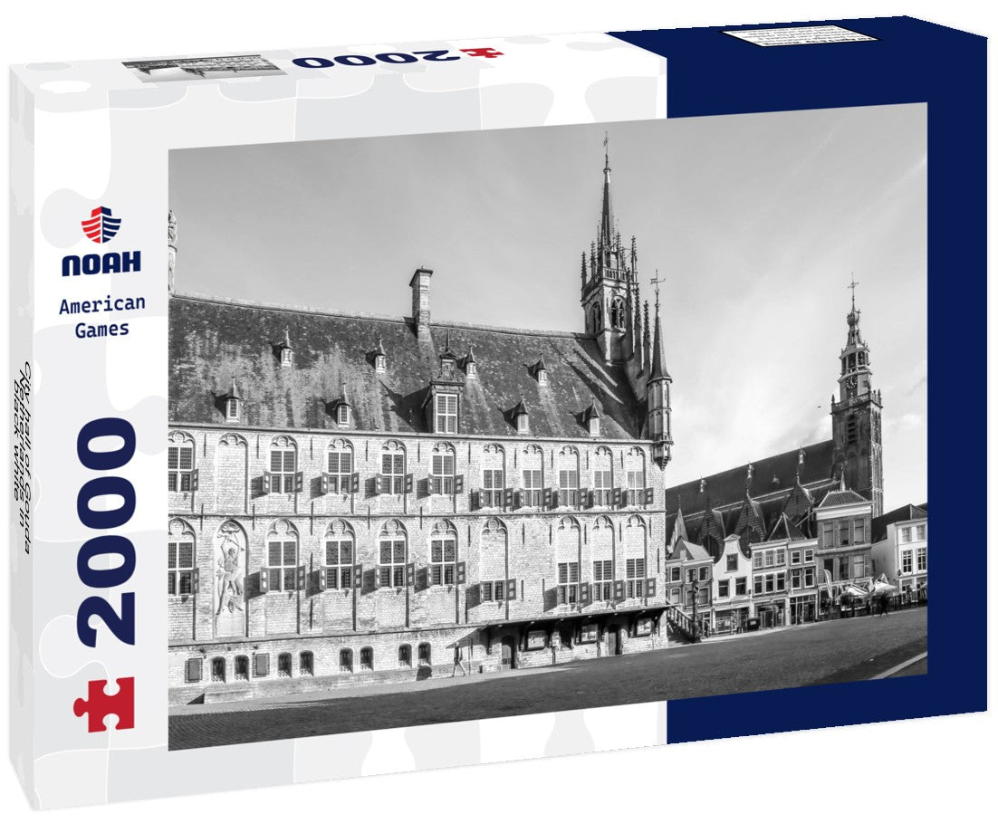 Noah Jigsaw Puzzle City hall of Gouda, Netherlands in black white 2000 pieces