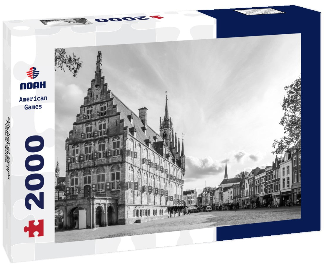 Noah Jigsaw Puzzle City hall of Gouda, Netherlands in black white 2000 pieces