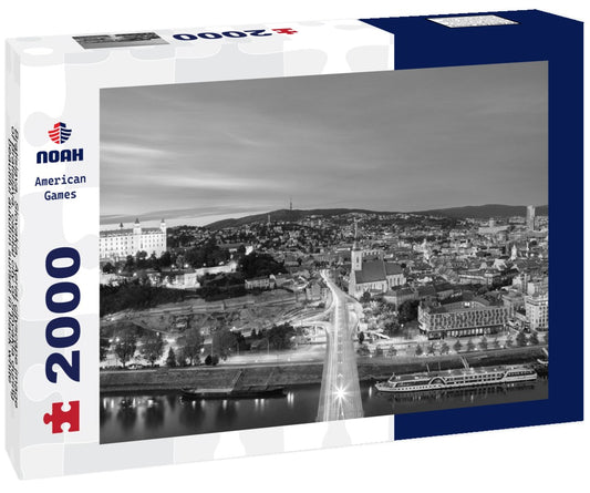 Noah Jigsaw Puzzle Bratislava, Slovakia. Aerial cityscape image of Bratislava, capital city of Slovakia during beautiful autumn sunset in black white 2000 pieces