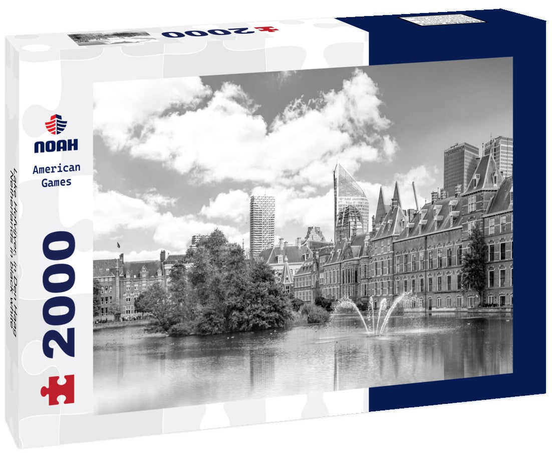 Noah Jigsaw Puzzle Lake Hofvijver, in Den Haag, Netherlands in black white 2000 pieces