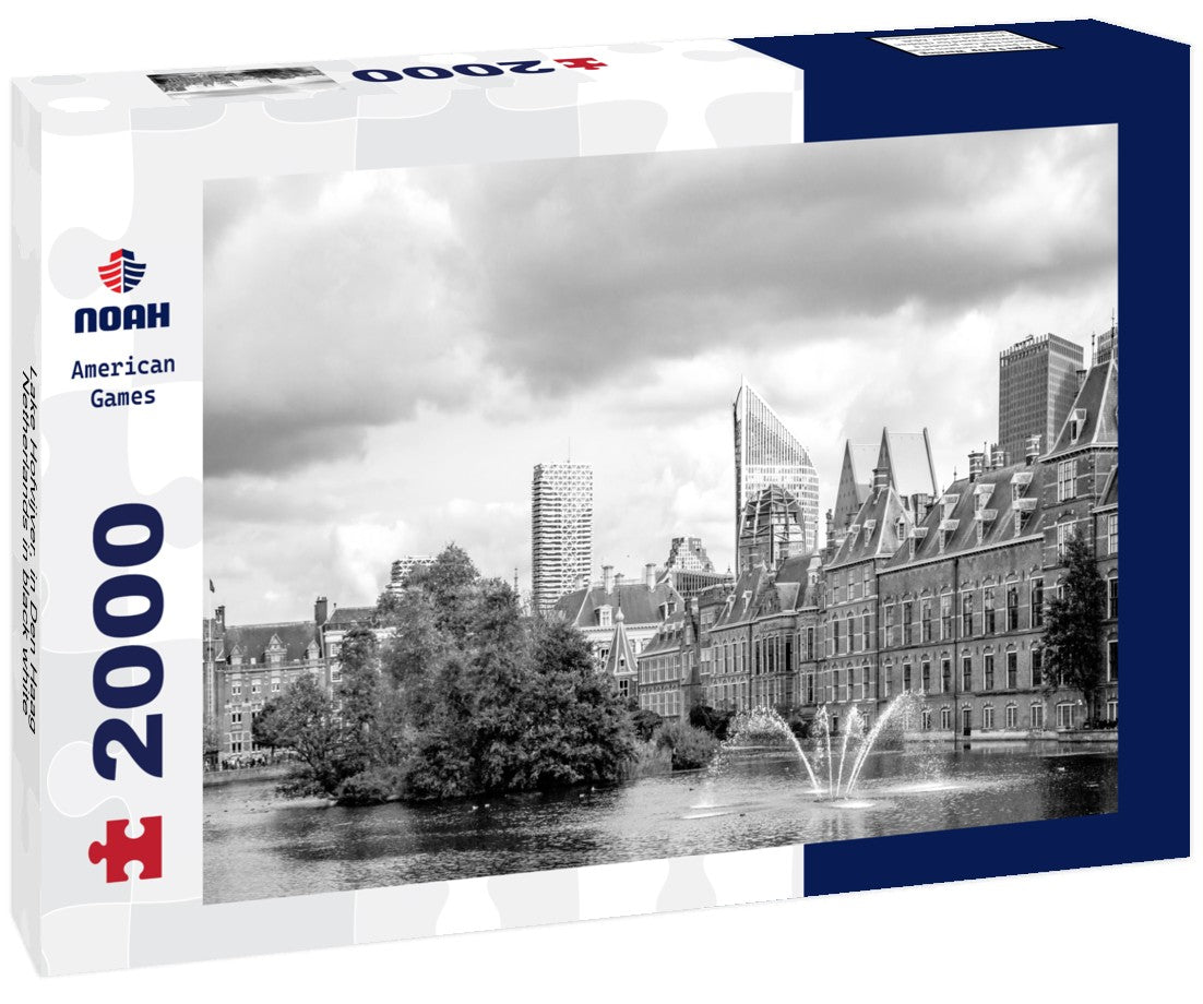 Noah Jigsaw Puzzle Lake Hofvijver, in Den Haag, Netherlands in black white 2000 pieces
