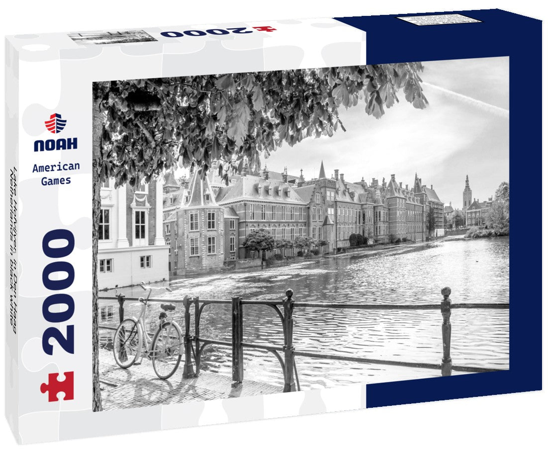 Noah Jigsaw Puzzle Lake Hofvijver, in Den Haag, Netherlands in black white 2000 pieces