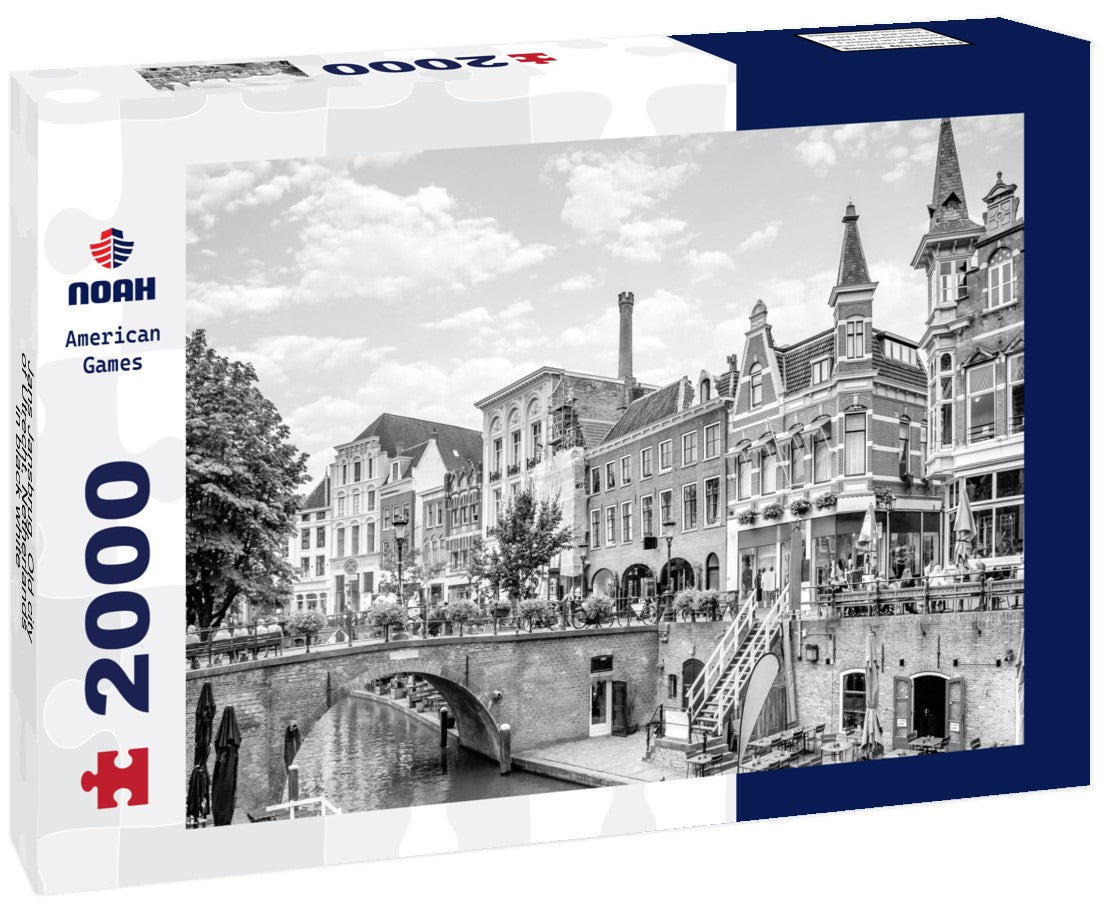 Noah Jigsaw Puzzle Jans Jansbrug, Old city of Utrecht, Netherlands in black white 2000 pieces