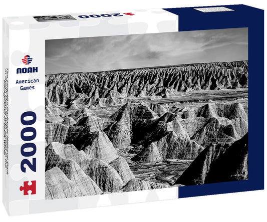 Noah Jigsaw Puzzle The beautiful Badlands National Park in South Dakota with sunset in the background in black white 2000 pieces