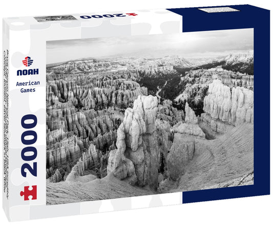 Noah Jigsaw Puzzle Bryce Canyon National Park, Utah, USA incredibly colorful scenery, beautiful natural landscape. Concept, tourism, travel landmark in black white 2000 pieces