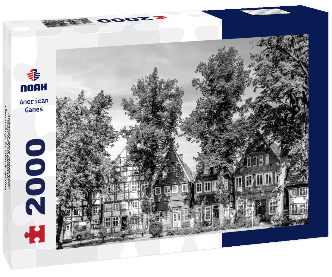Noah Jigsaw Puzzle Market and historical city of Gütersloh, Germany in black white 2000 pieces