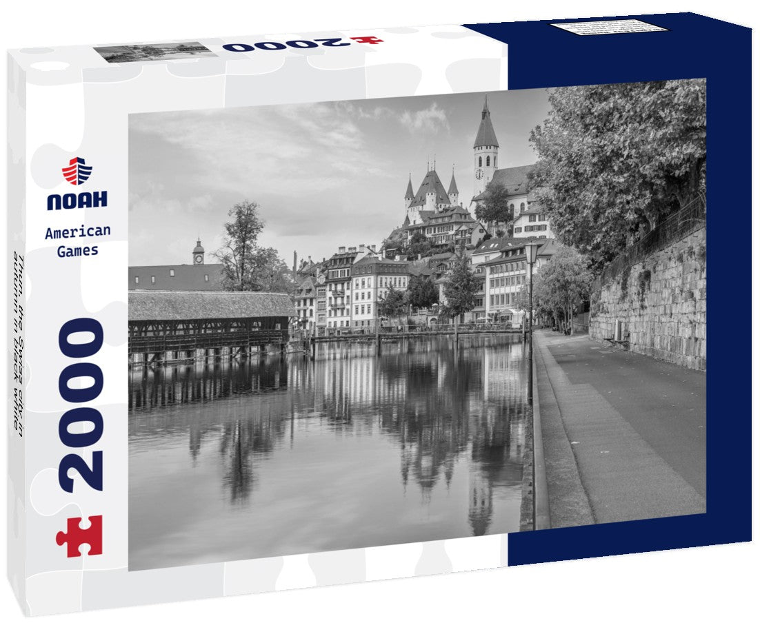 Noah Jigsaw Puzzle Thun, the Swiss city in autumn in black white 2000 pieces