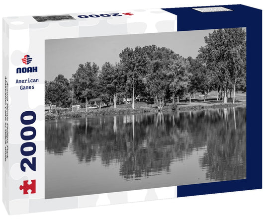 Noah Jigsaw Puzzle Aurora Illinois Phillips Park Mastodon Lake in black white 2000 pieces
