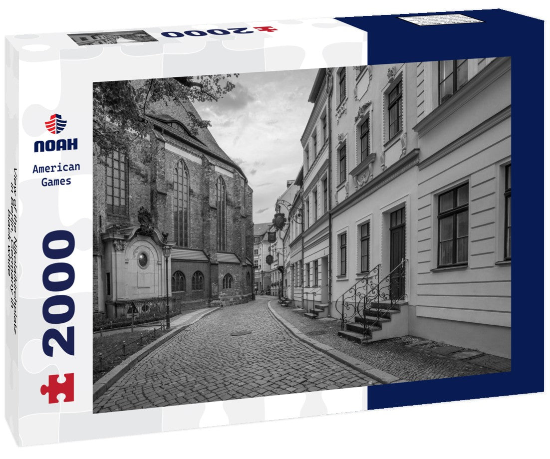 Noah Jigsaw Puzzle View of the Nikolaikirchplatz in Berlin, Germany in black white 2000 pieces