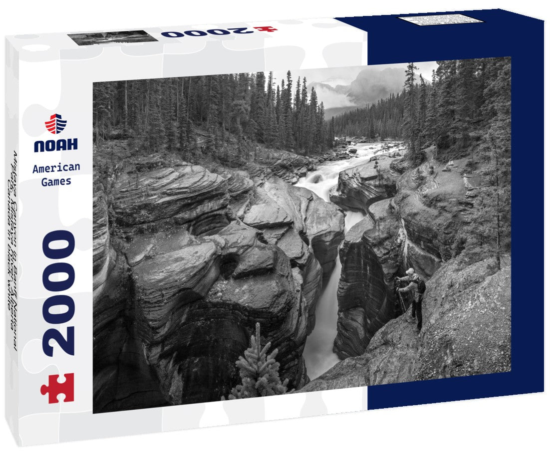 Noah Jigsaw Puzzle Mistaya Canyon in Banff National Park, Mistaya River, Alberta, Canada in black white 2000 pieces