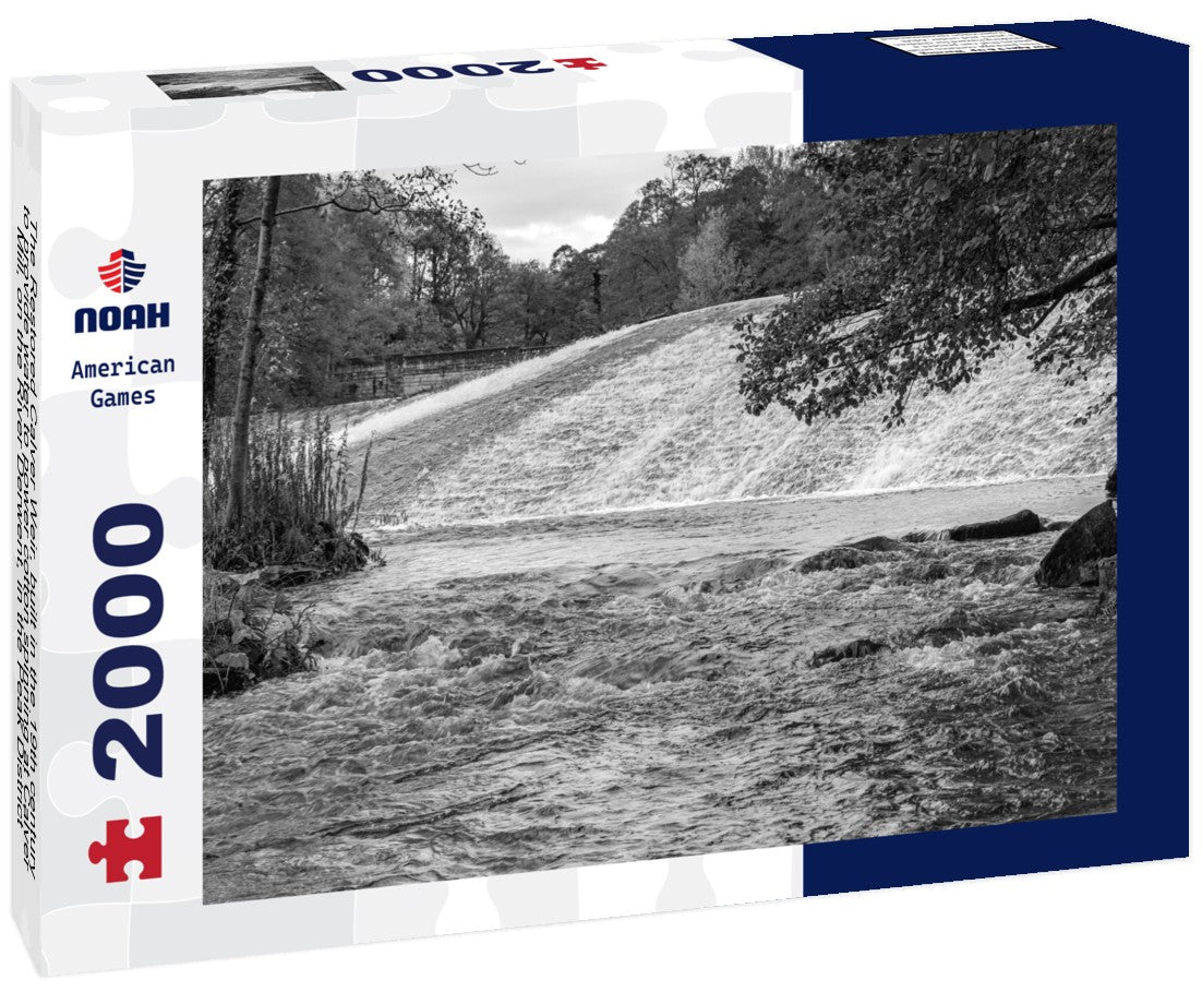 Noah Jigsaw Puzzle The Restored Calver Weir, built in the 19th century to provide water to power cotton spinning at Calver Mill, on the River Derwent, in the Peak District National Park, Derbyshire in black white 2000 pieces