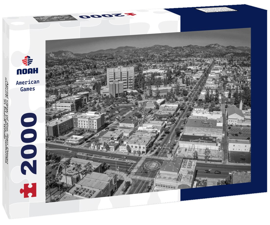 Noah Jigsaw Puzzle Aerial view of the San Diego suburb of El Cajon, California in black white 2000 pieces