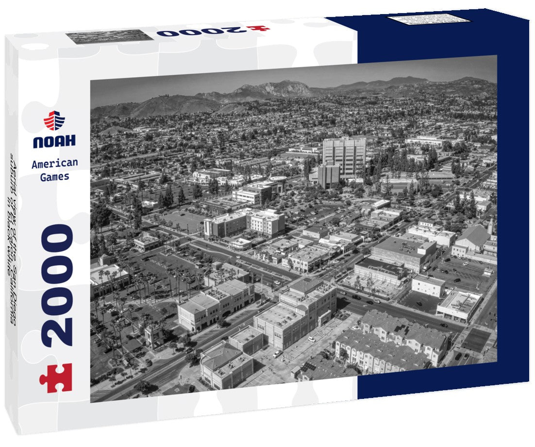 Noah Jigsaw Puzzle Aerial view of the San Diego suburb of El Cajon, California in black white 2000 pieces