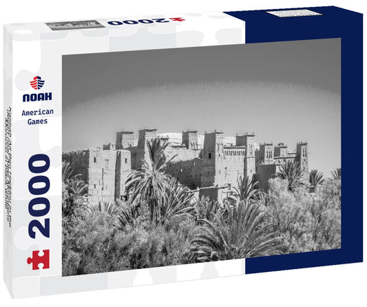 Noah Jigsaw Puzzle Kasbah Ait Ben Haddou in the desert near Atlas Mountains, Morocco in black white 2000 pieces