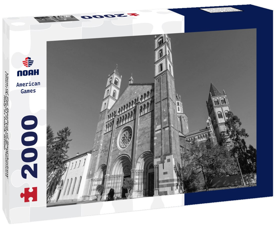Noah Jigsaw Puzzle View of the Basilica of Sant'Andrew (Sant'Andrea) in Vercelli, Piedmont, Italy in black white 2000 pieces