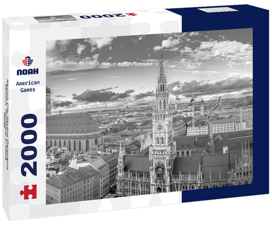 Noah Jigsaw Puzzle Munich City Skyline Panorama, Munich, Germany in black white 2000 pieces