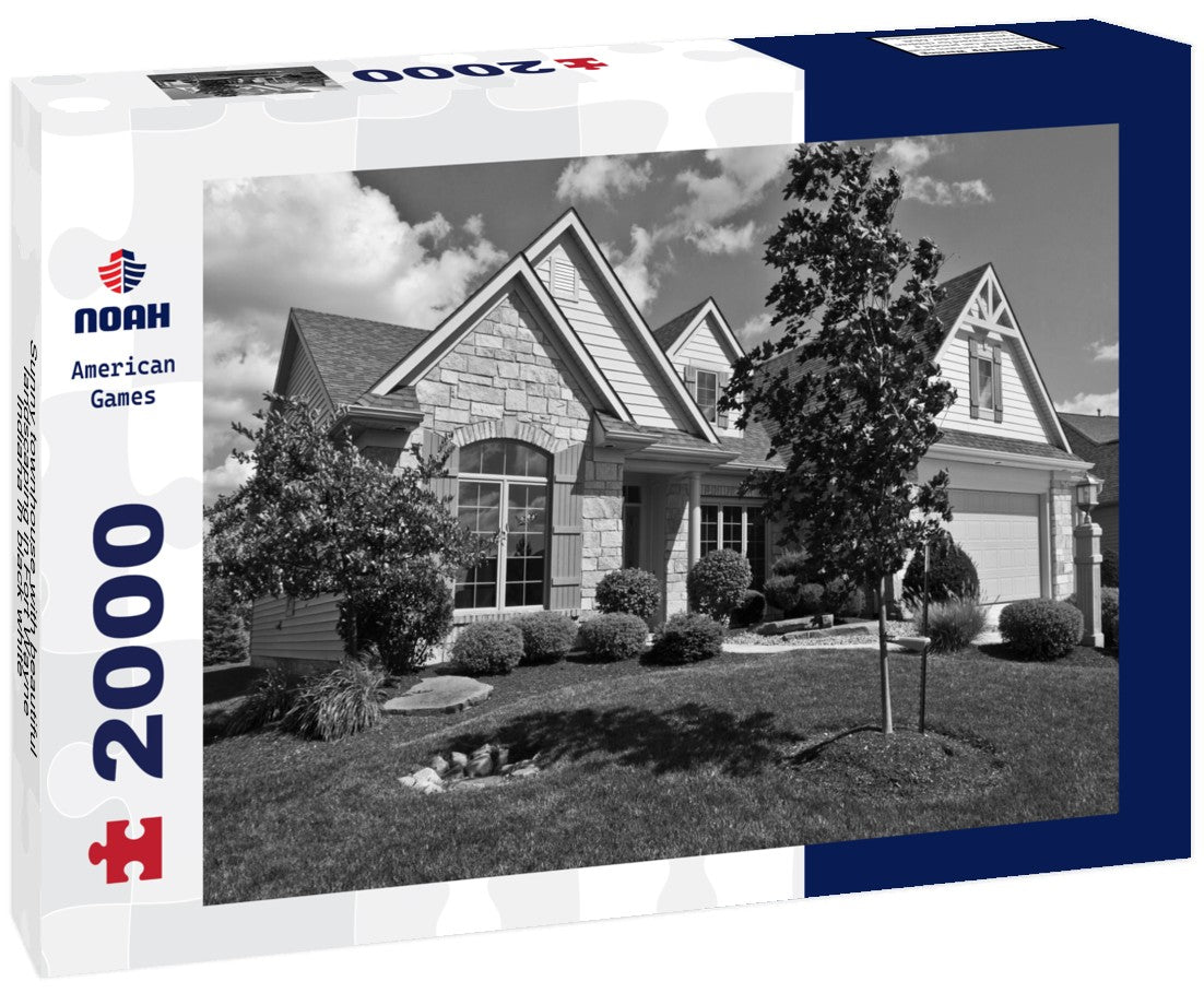 Noah Jigsaw Puzzle Sunny townhouse with beautiful landscaping in Fort Wayne, Indiana in black white 2000 pieces