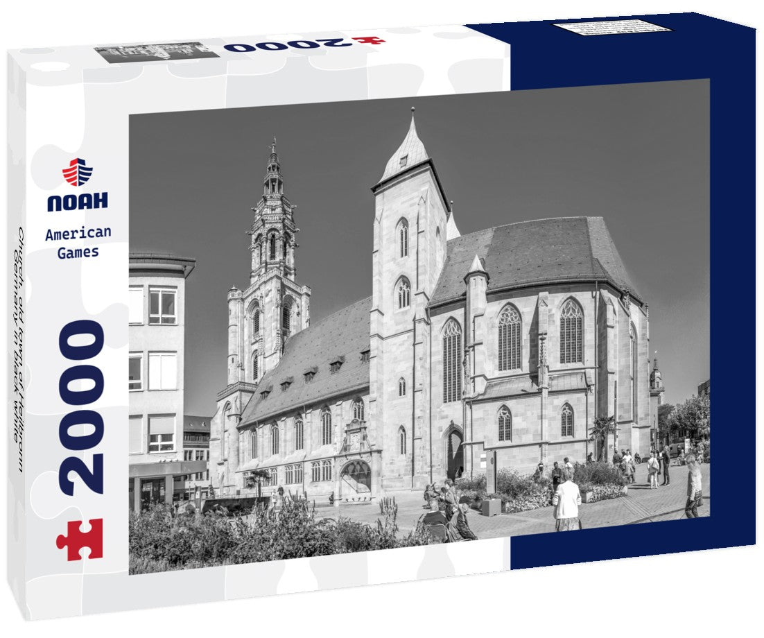 Noah Jigsaw Puzzle Church, old town of Heilbronn, Germany in black white 2000 pieces