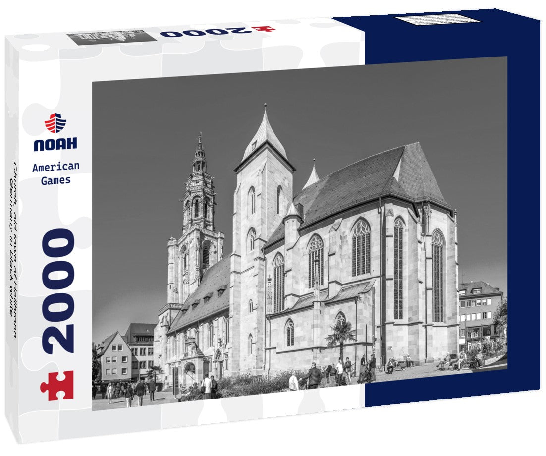 Noah Jigsaw Puzzle Church, old town of Heilbronn, Germany in black white 2000 pieces