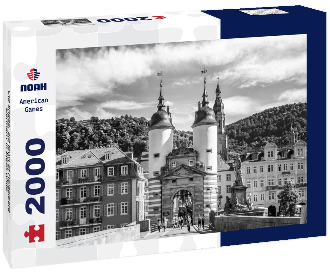 Noah Jigsaw Puzzle Old bridge, old town of Heidelberg, Germany in black white 2000 pieces