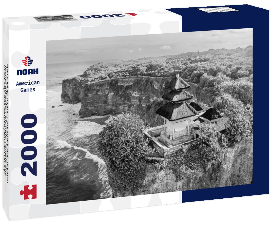 Noah Jigsaw Puzzle Bali's Most Iconic Landmark and popular tourist attraction Uluwatu Temple one of six key Bali temple perched on top mountain cliff  in black white 2000 pieces