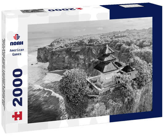 Noah Jigsaw Puzzle Bali's Most Iconic Landmark and popular tourist attraction Uluwatu Temple one of six key Bali temple perched on top mountain cliff  in black white 2000 pieces