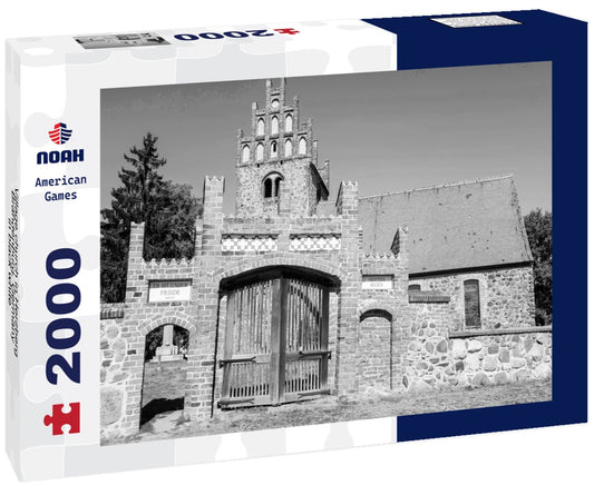 Noah Jigsaw Puzzle Village church in Herzberg, Brandenburg, Germany in black white 2000 pieces