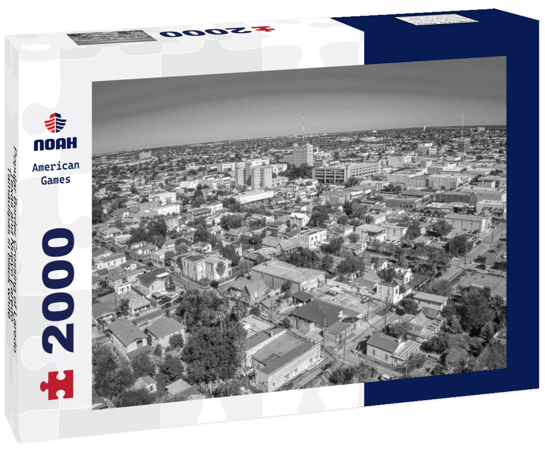Noah Jigsaw Puzzle Popular Border Crossing of Laredo, Texas and Nuevo Laredo, Tamaulipas in black white 2000 pieces