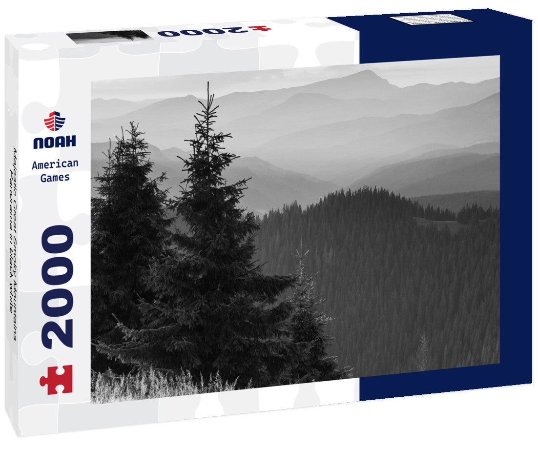 Noah Jigsaw Puzzle Majestic Great Smoky Mountains Panorama in black white 2000 pieces