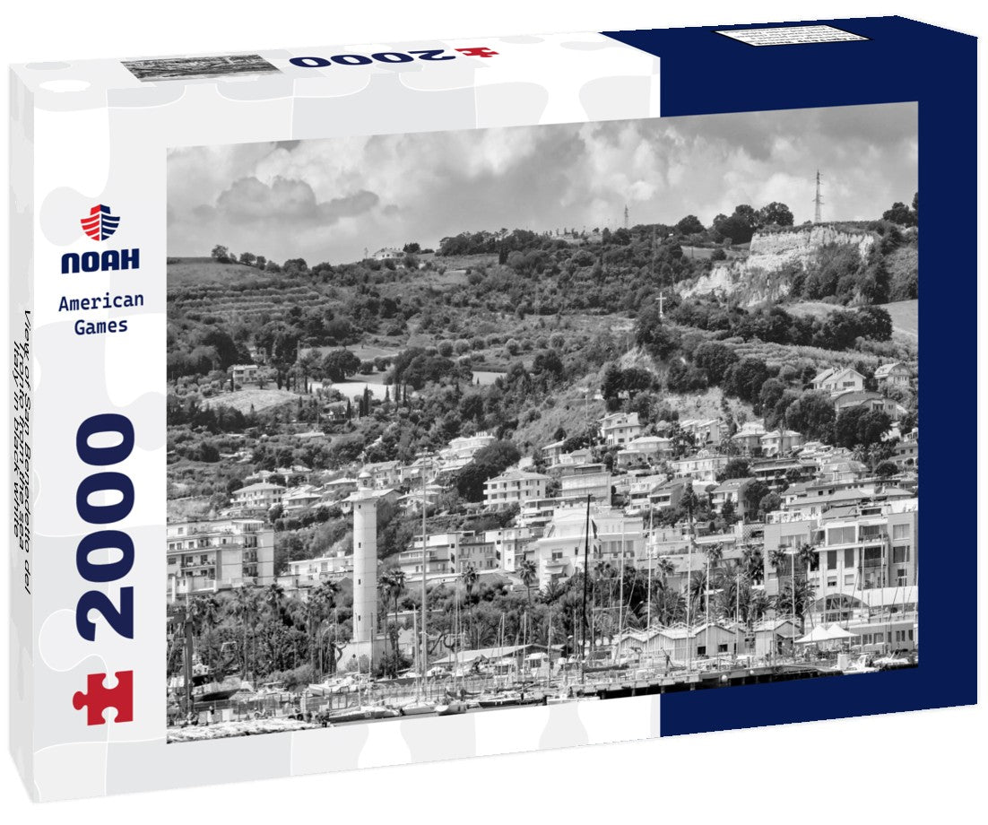 Noah Jigsaw Puzzle View of San Benedetto del Tronto from the sea, Italy in black white 2000 pieces