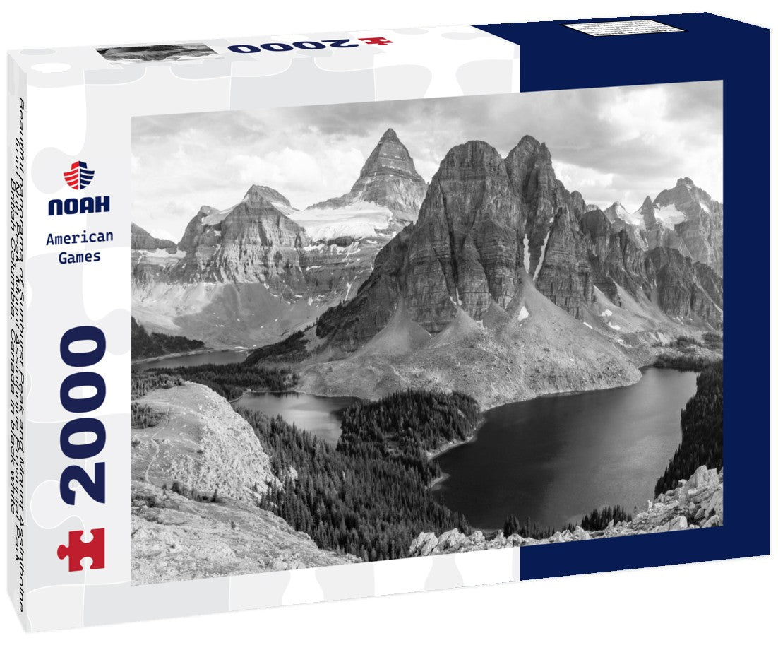 Noah Jigsaw Puzzle Beautiful panorama of Sunburst Peak and Mount Assiniboine from Nub Peak, Mount Assiniboine Provincial Park, British Columbia, Canada in black white 2000 pieces