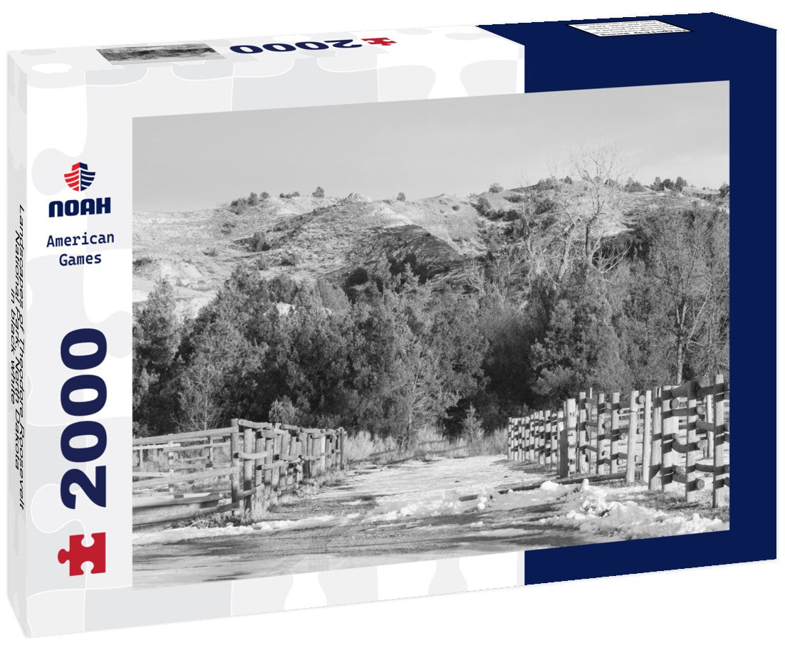 Noah Jigsaw Puzzle Landscapes of Theodore Roosevelt National Park, North Dakota in black white 2000 pieces