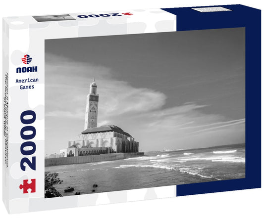 Noah Jigsaw Puzzle Hassan II Mosque in Casablanca. The largest mosque in Morocco in black white 2000 pieces