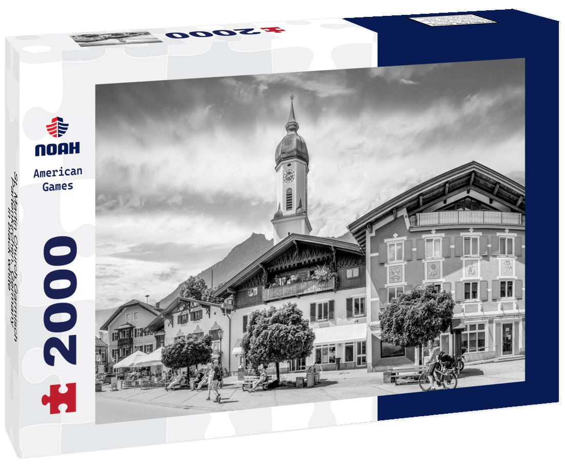 Noah Jigsaw Puzzle St. Martin Church Garmisch Partenkirchen, Germany in black white 2000 pieces