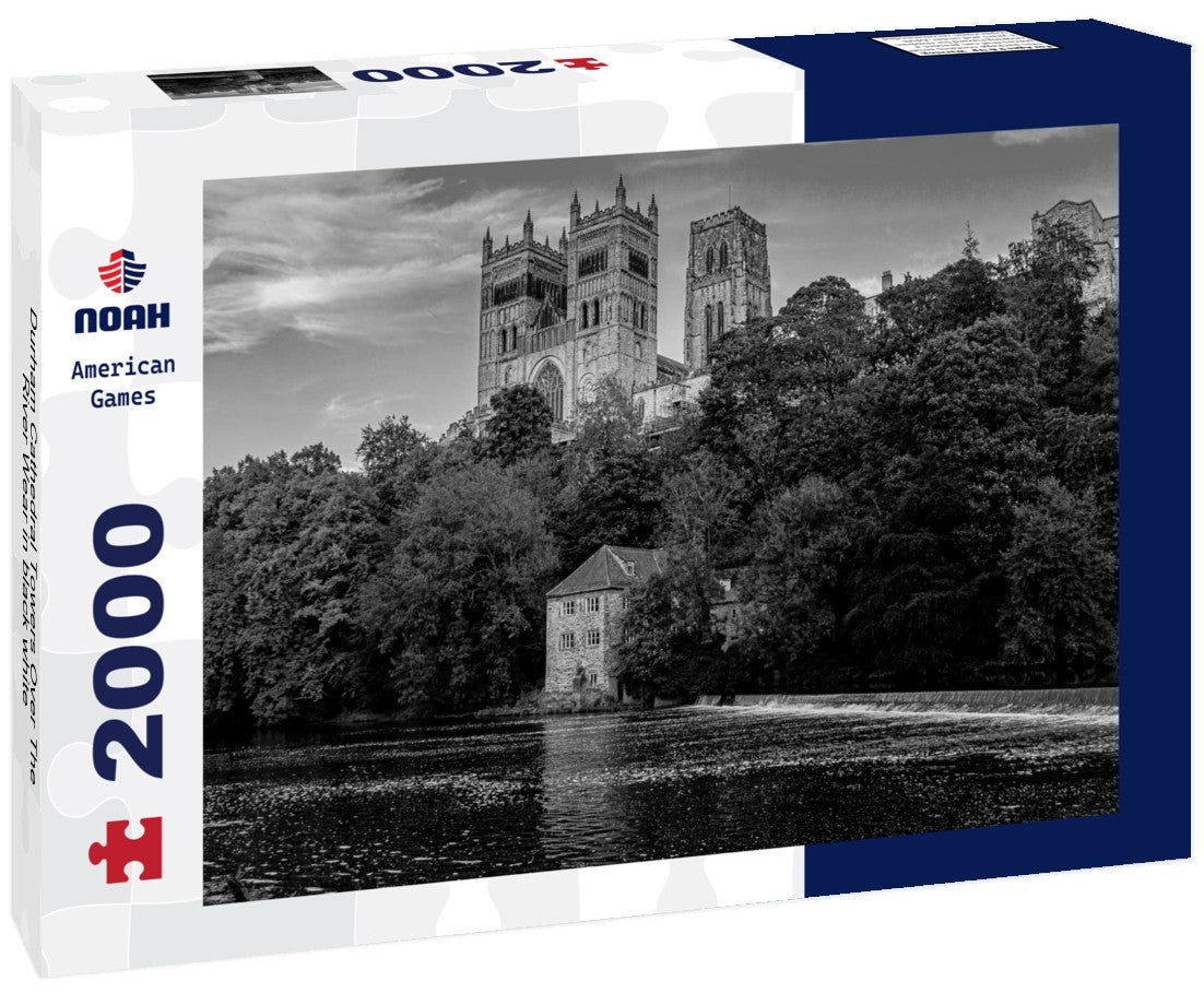 Noah Jigsaw Puzzle Durham Cathedral Towers Over The River Wear in black white 2000 pieces