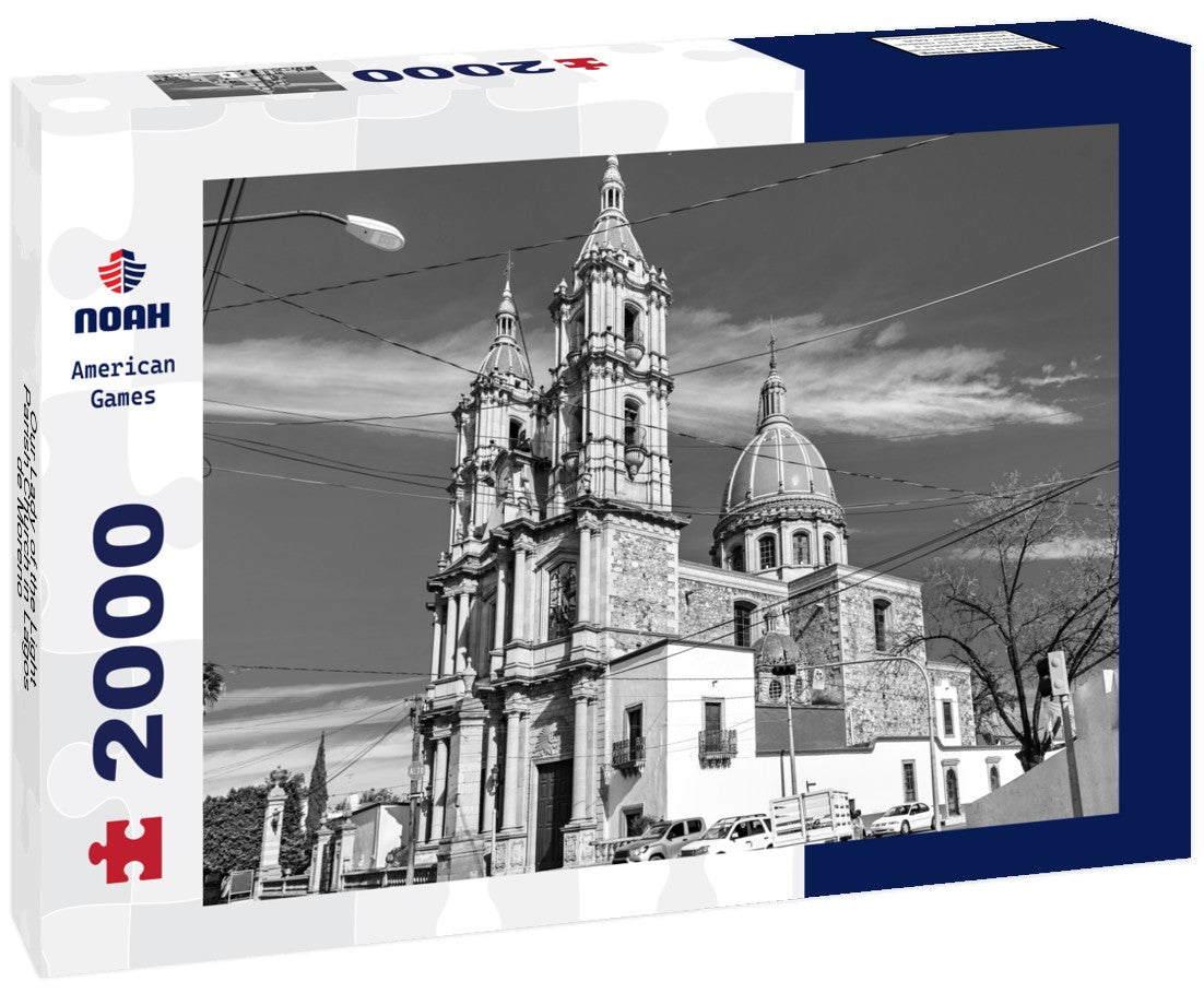 Noah Jigsaw Puzzle Our Lady of the Light Parish Church in Lagos de Moreno - Jalisco, Mexico in black white 2000 pieces