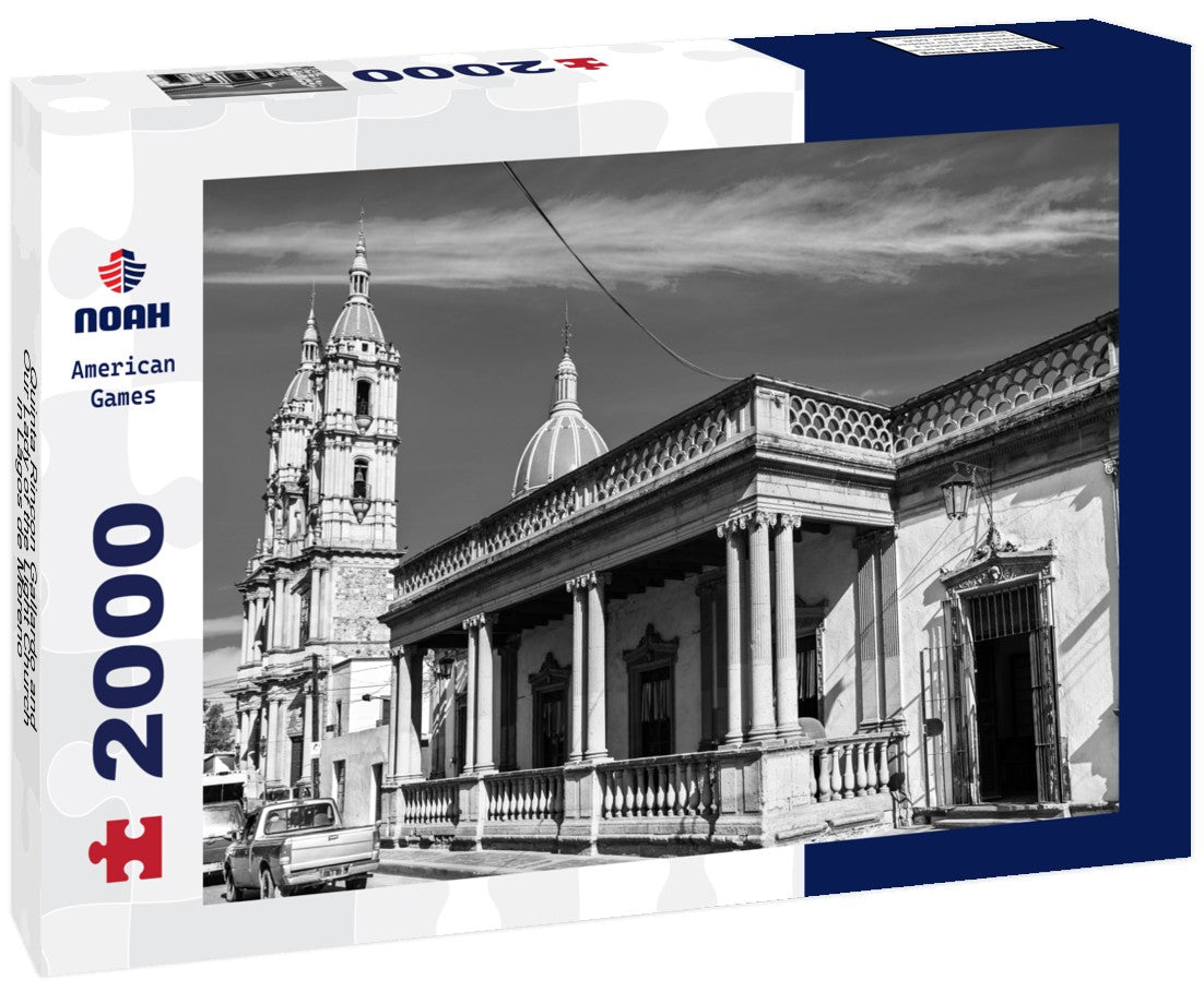 Noah Jigsaw Puzzle Quinta Rincon Gallardo and Our Lady of the Light Church in Lagos de Moreno - Jalisco, Mexico in black white 2000 pieces