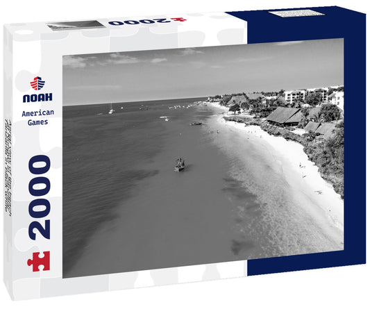 Noah Jigsaw Puzzle Aerial view of the beach at Nungwi in Zanzibar, Tanzania in black white 2000 pieces