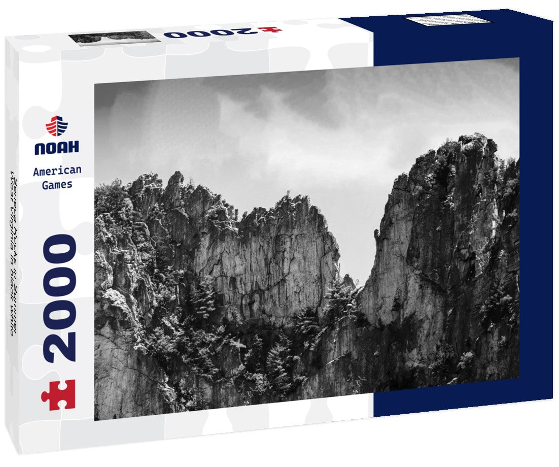 Noah Jigsaw Puzzle Seneca Rocks in Summer, West Virginia in black white 2000 pieces