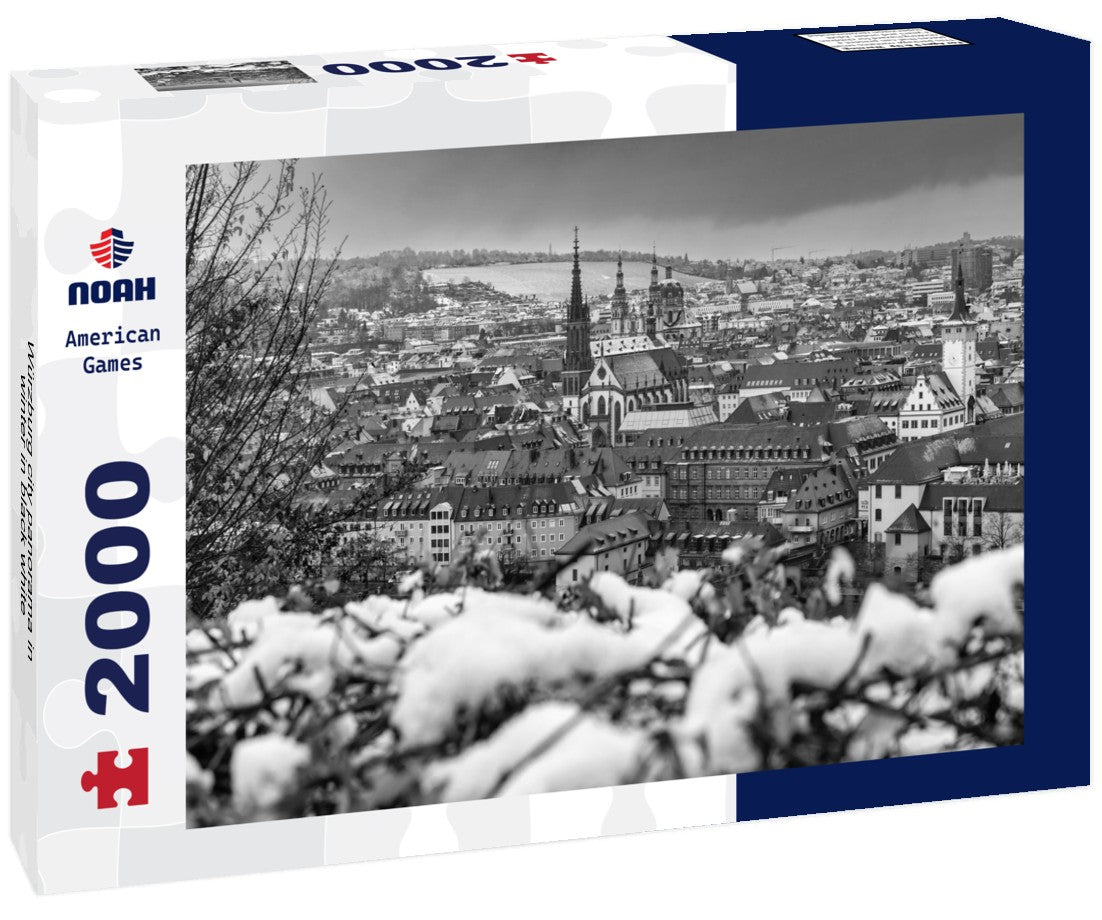Noah Jigsaw Puzzle Würzburg city panorama in winter in black white 2000 pieces