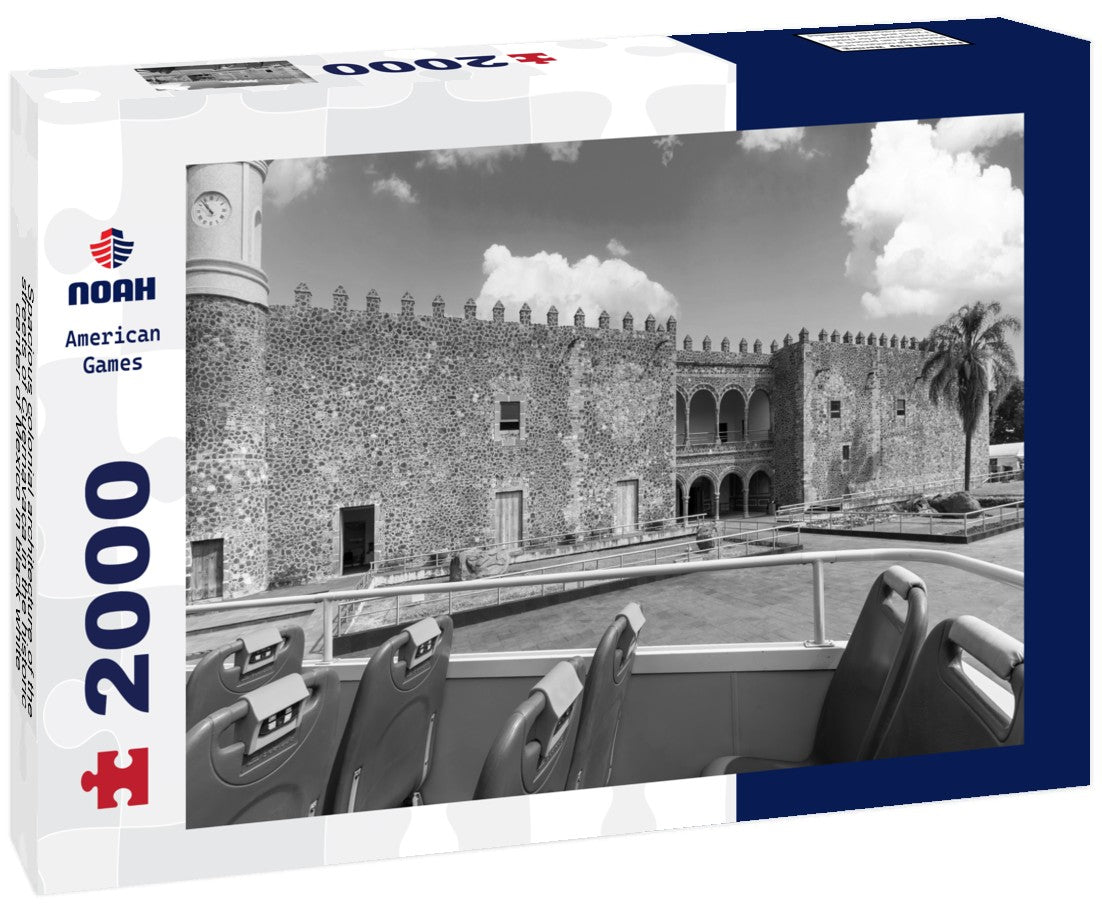 Noah Jigsaw Puzzle Spacious colonial architecture of the streets of Cuernavaca in the historic center of Mexico in black white 2000 pieces