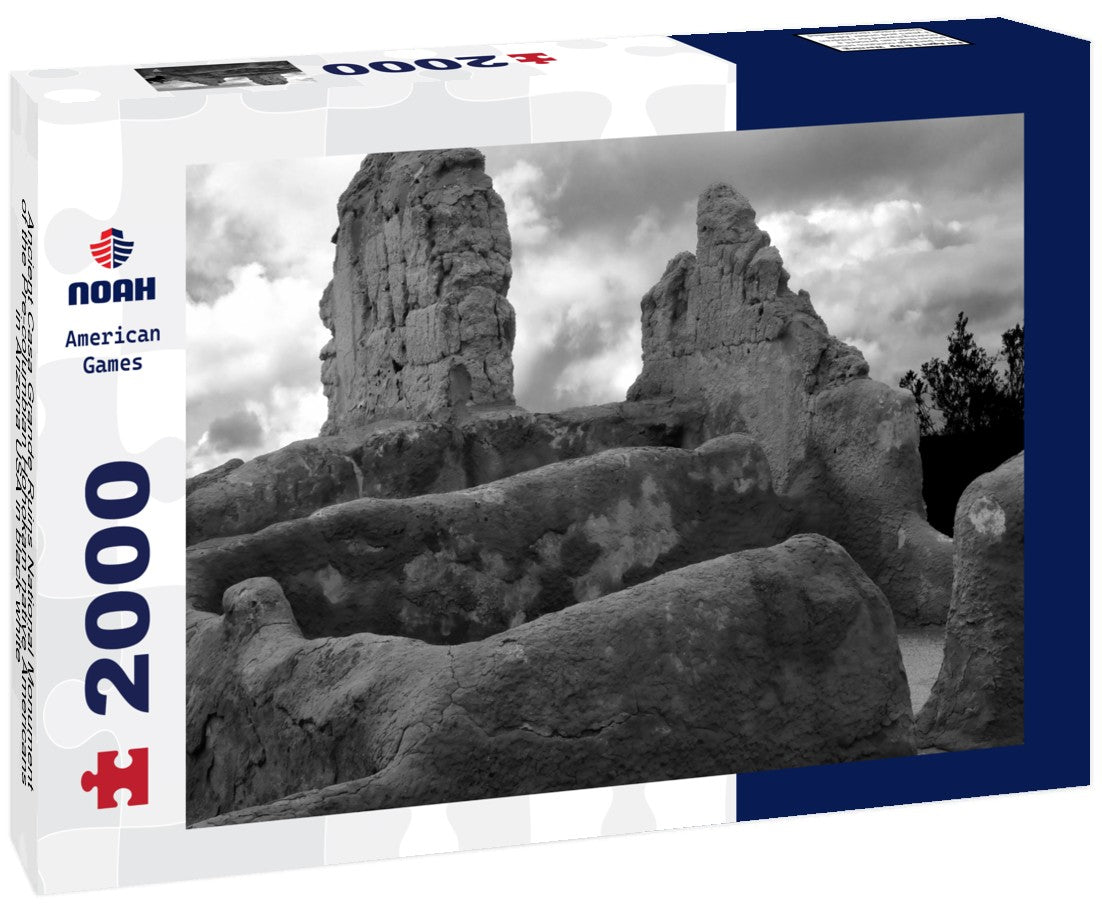Noah Jigsaw Puzzle Ancient Casa Grande Ruins National Monument of the Pre-columbian Hohokam native Americans in Arizona USA in black white 2000 pieces