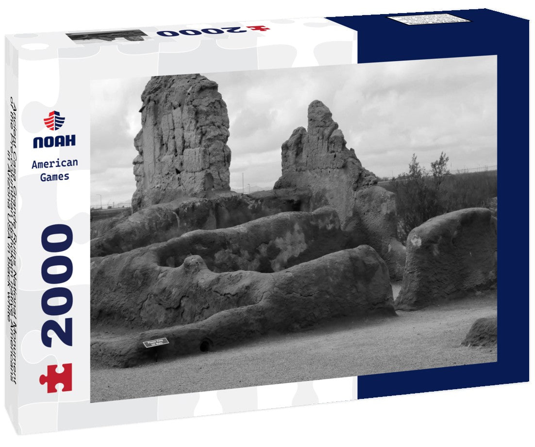 Noah Jigsaw Puzzle Ancient Casa Grande Ruins National Monument of the Pre-columbian Hohokam native Americans in Arizona USA in black white 2000 pieces