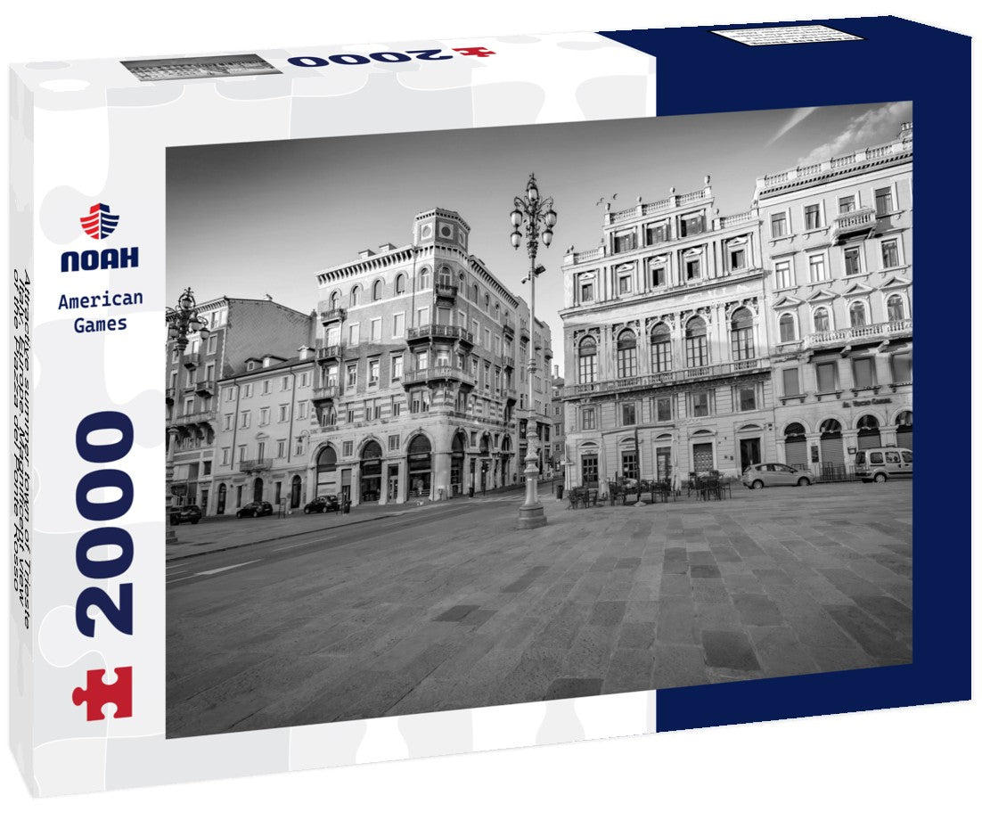 Noah Jigsaw Puzzle Attractive summer town of Trieste, Italy, Europe. Magnificent view of the Piazza del Ponte Rosso in black white 2000 pieces