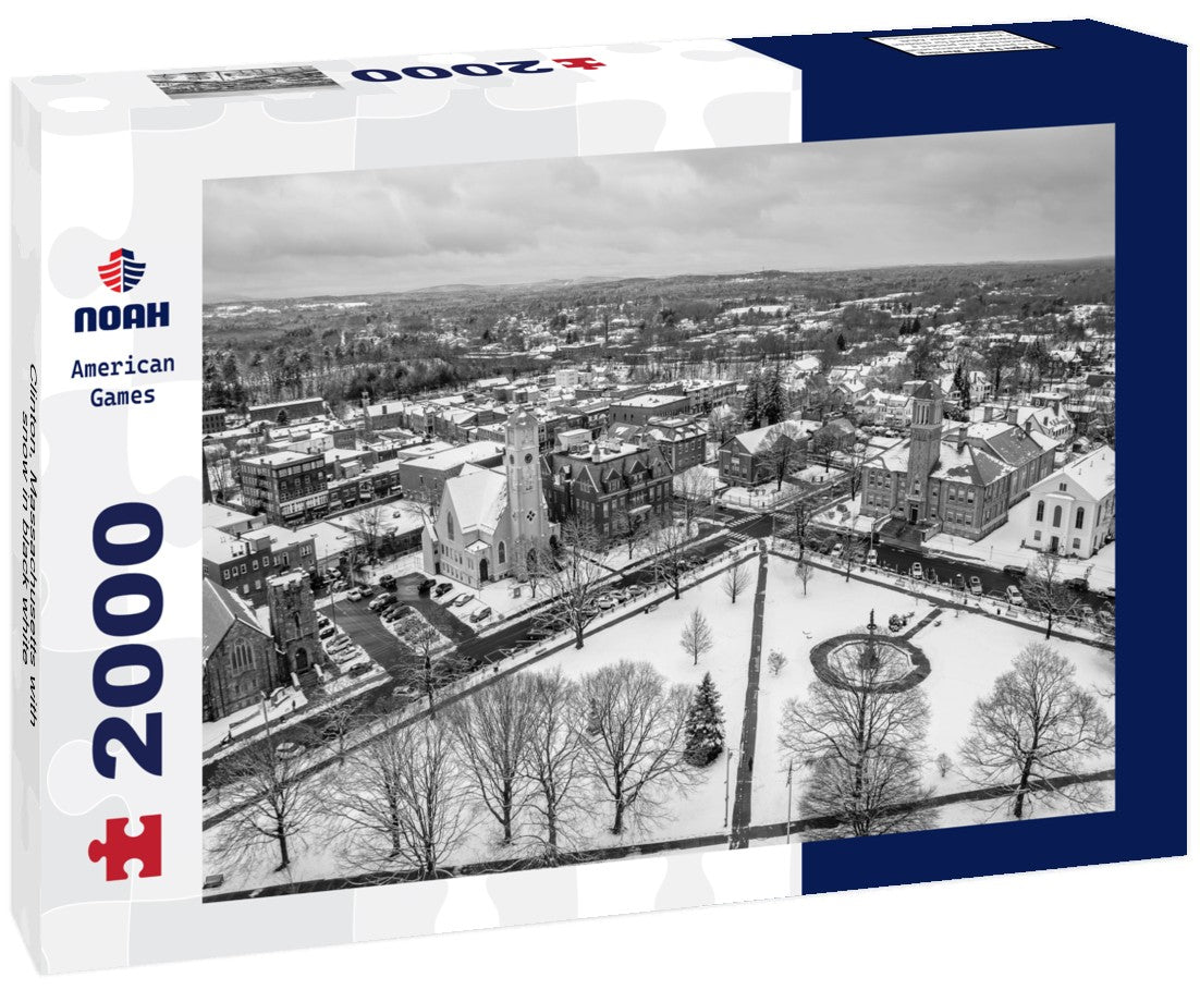 Noah Jigsaw Puzzle Clinton, Massachusetts with snow in black white 2000 pieces