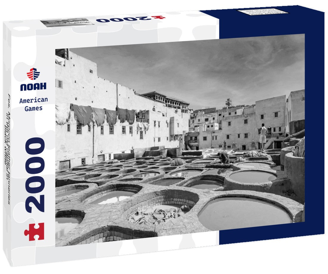 Noah Jigsaw Puzzle Fes, Morocco leather tanneries in the old capital in black white 2000 pieces
