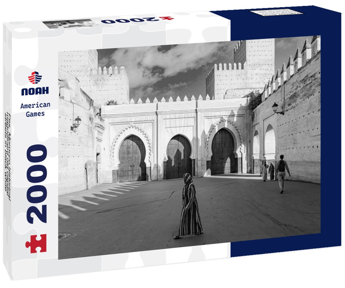 Noah Jigsaw Puzzle Fes, Morocco historical magnificent old capital streets in black white 2000 pieces