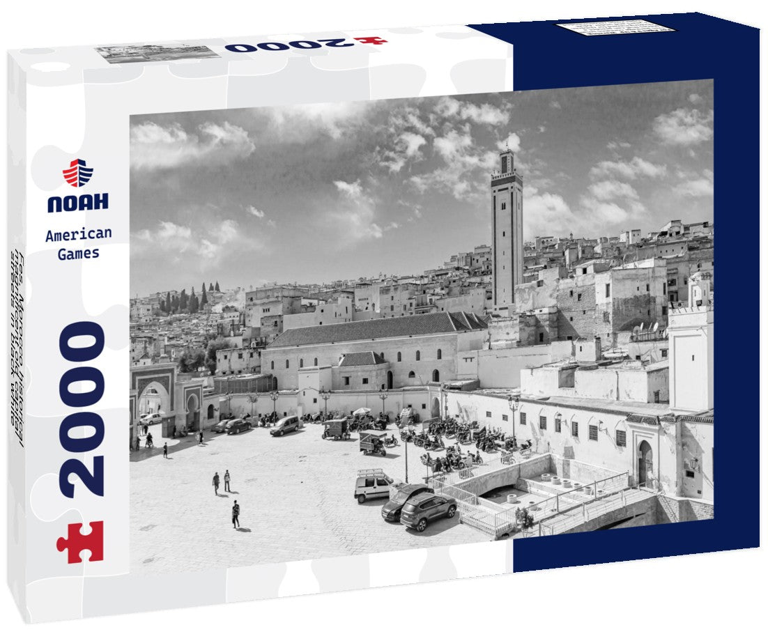 Noah Jigsaw Puzzle Fes, Morocco historical magnificent old capital streets in black white 2000 pieces