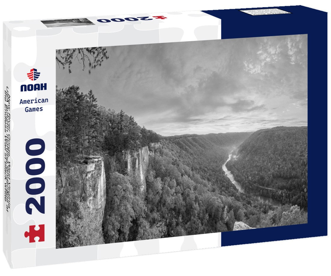 Noah Jigsaw Puzzle New River Gorge, West Virginia, USA autumn morning landscape at the Endless Wall in black white 2000 pieces