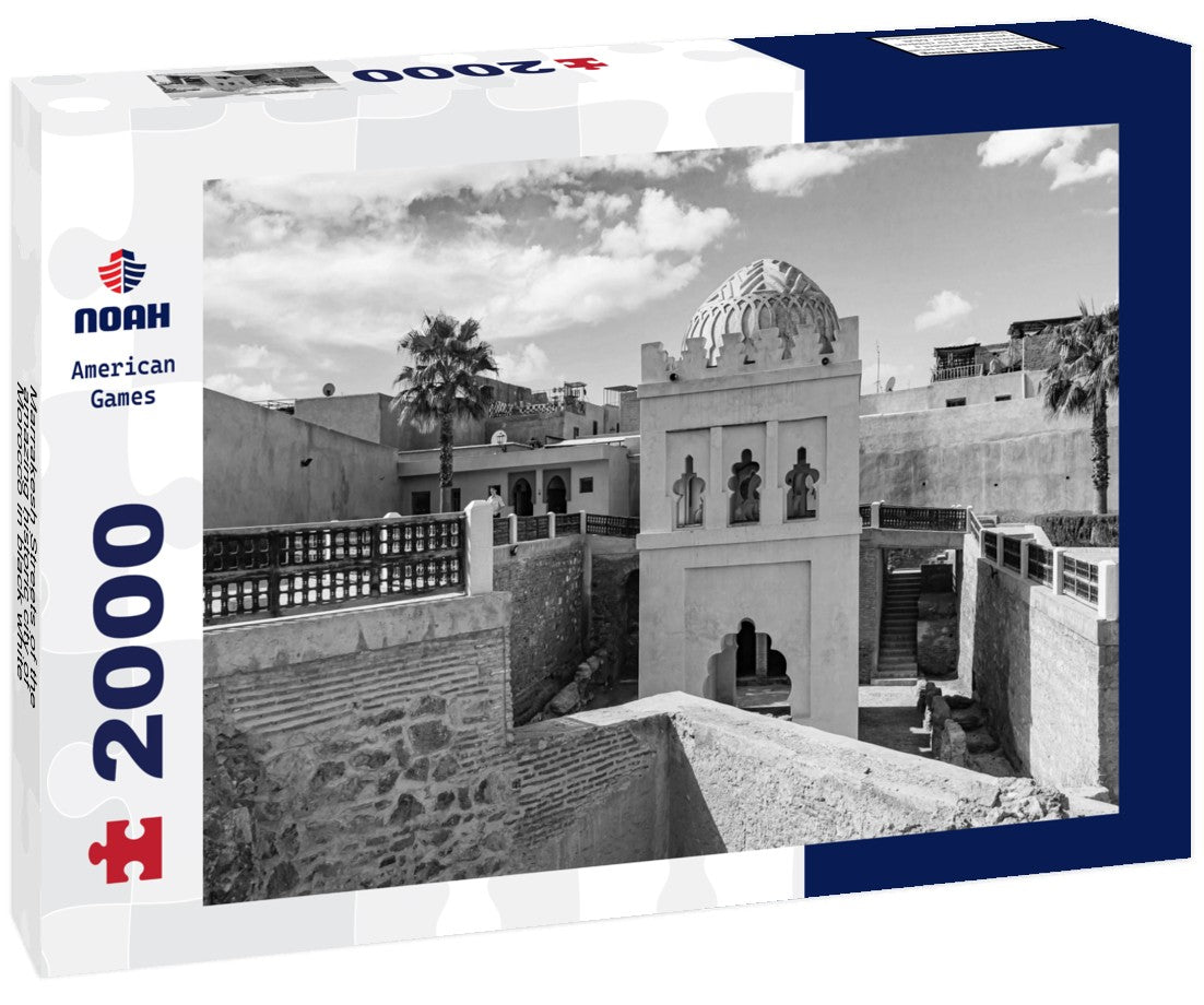 Noah Jigsaw Puzzle Marrakesh Streets of the amazing historic city of Morocco in black white 2000 pieces